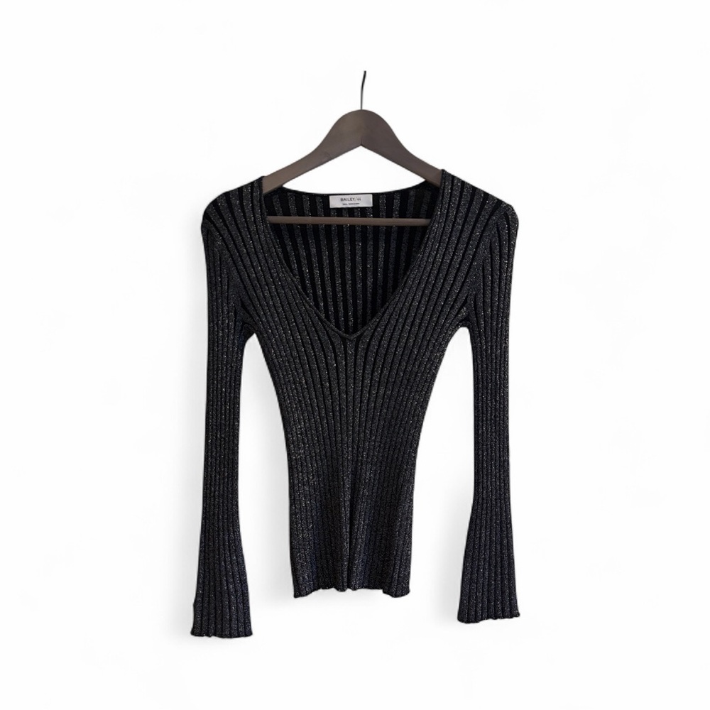 Bailey 44 Black and Silver Ribbed Top
